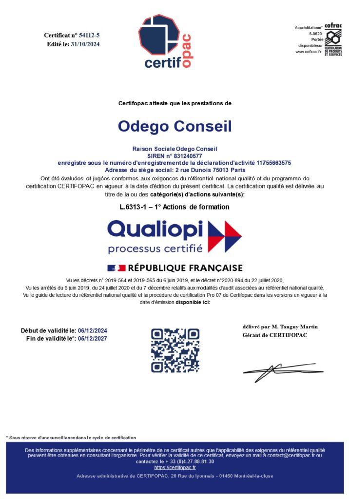 certificat qualiopi mise a jour le 31.10.2024